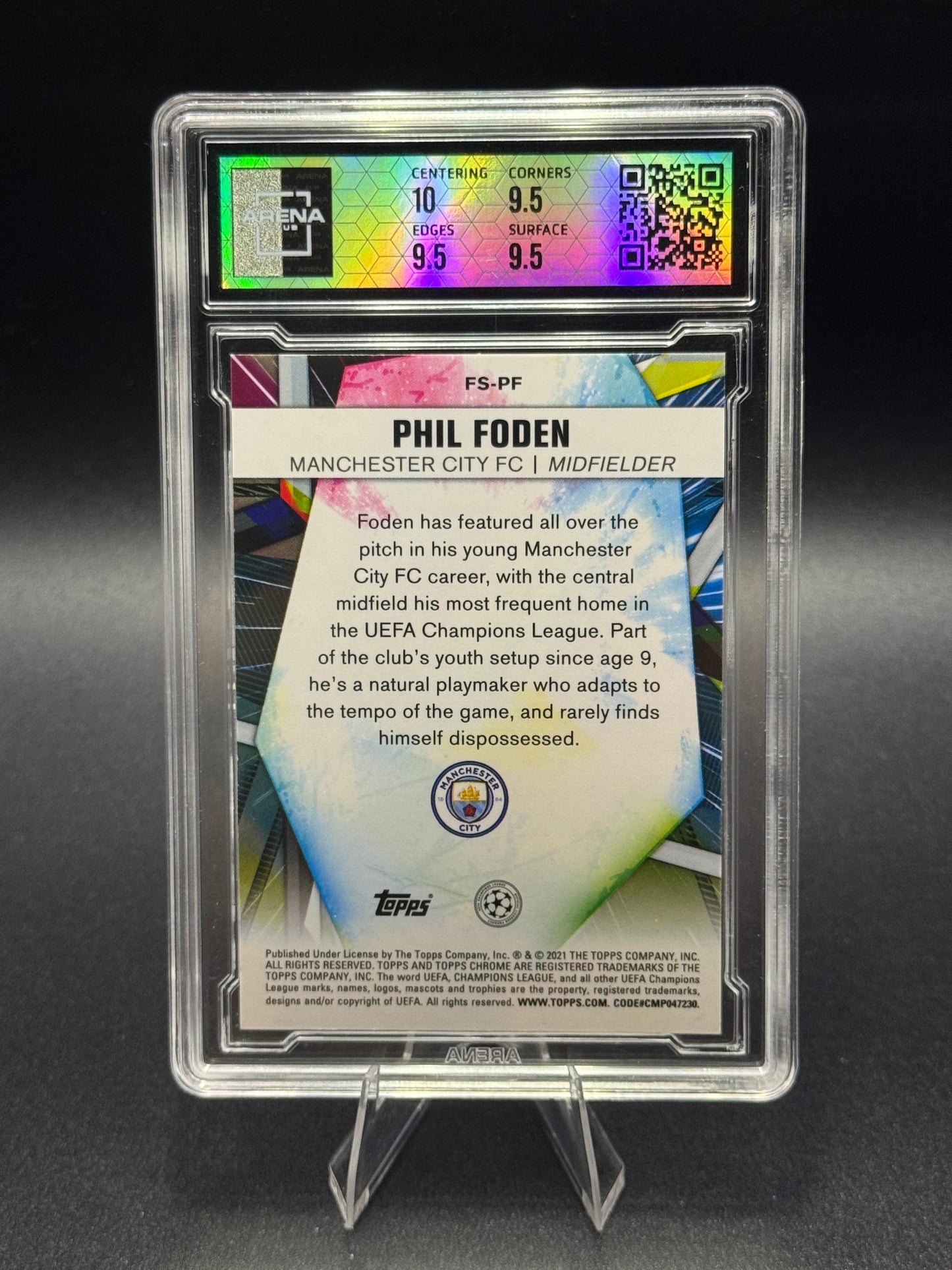 2020-21 Topps Chrome UEFA Sapphire Phil Foden #FS-PF Future Stars Arena 10