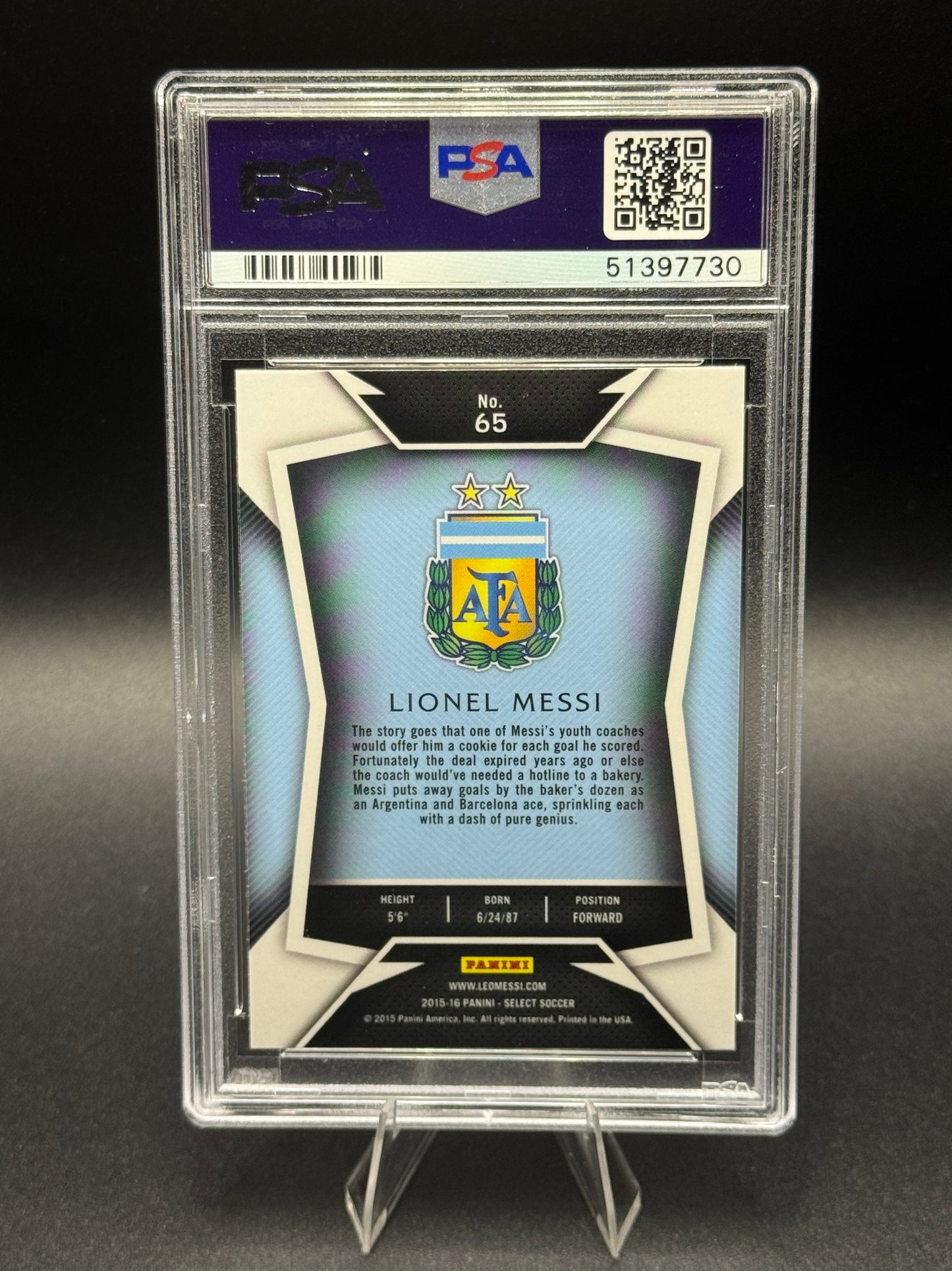 2015 Panini Select #65 Lionel Messi Striped Jersey PSA 10