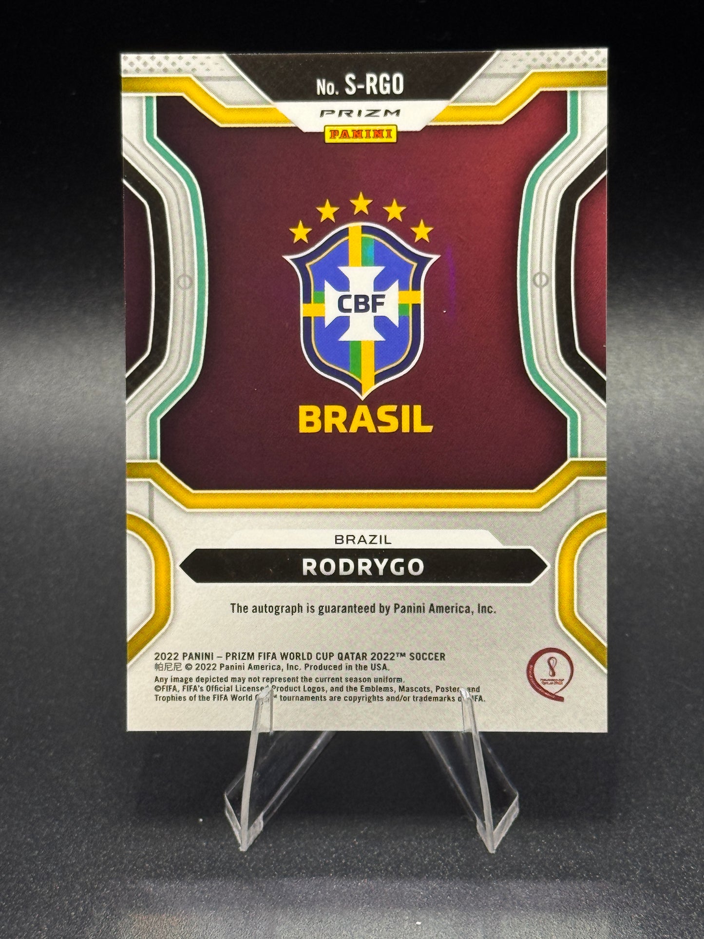 2022 Panini Prizm FIFA World Cup Qatar #S-RGO Rodrygo Choice Prizm Auto