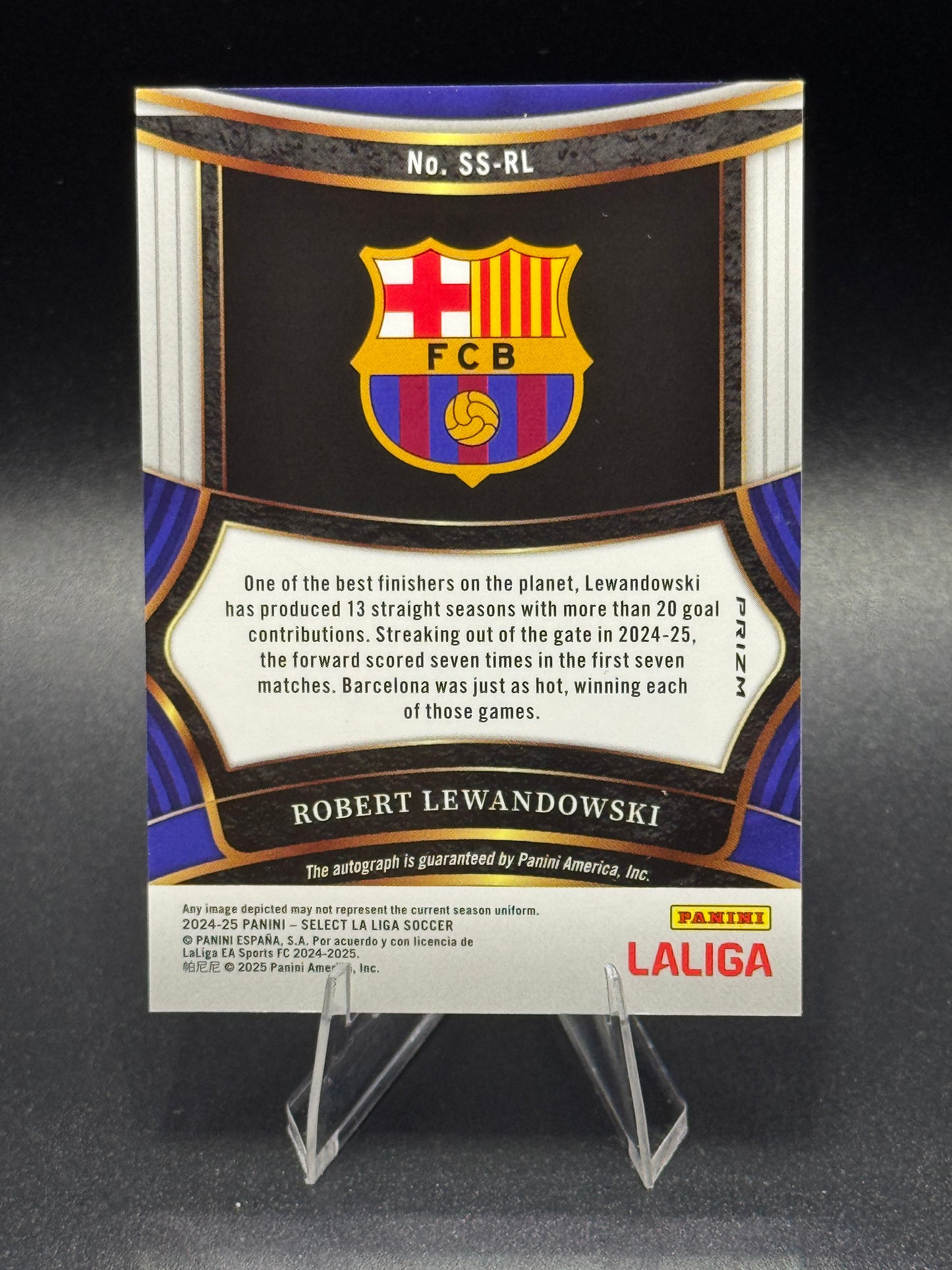 2024-25 Select La Liga #SS-RL Robert Lewandowski Auto Prizm