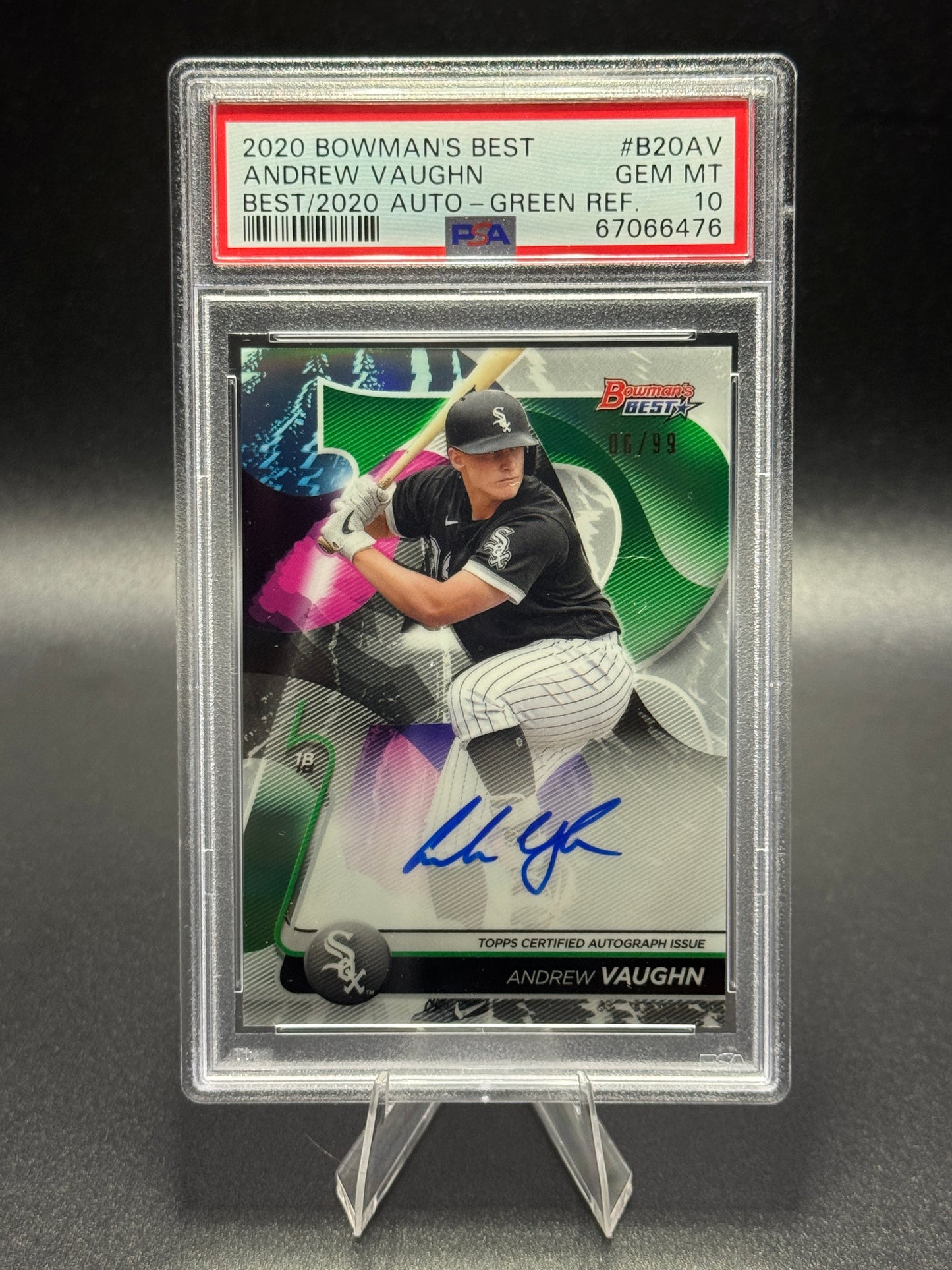 2020 Bowman’s Best Andrew Vaughn Auto Green /99 PSA 10