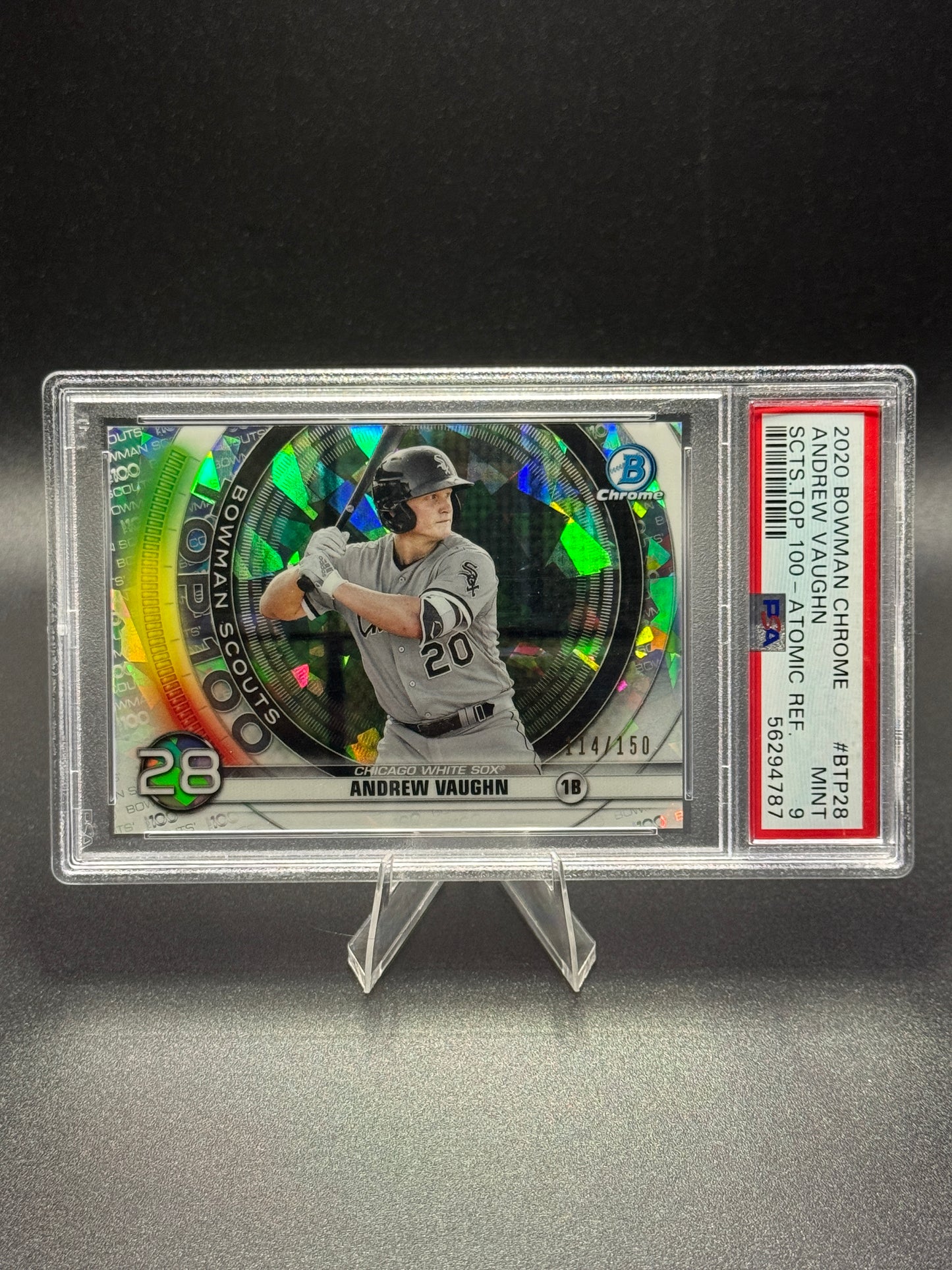 2020 Bowman Chrome Andrew Vaughn Scouts Top 100 Atomic /150 PSA 9