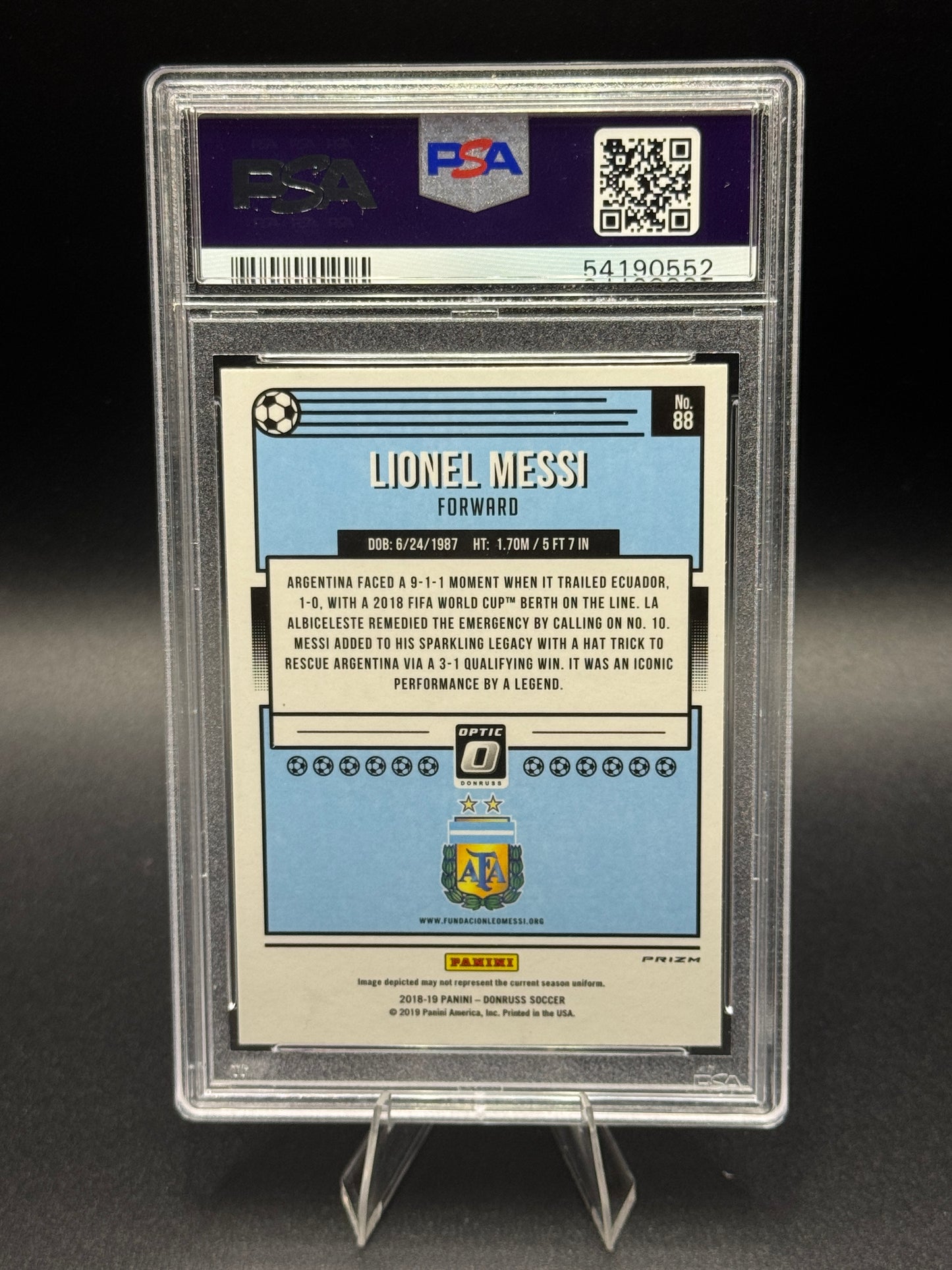 2018 Panini Donruss #88 Lionel Messi Optic Holo PSA 10