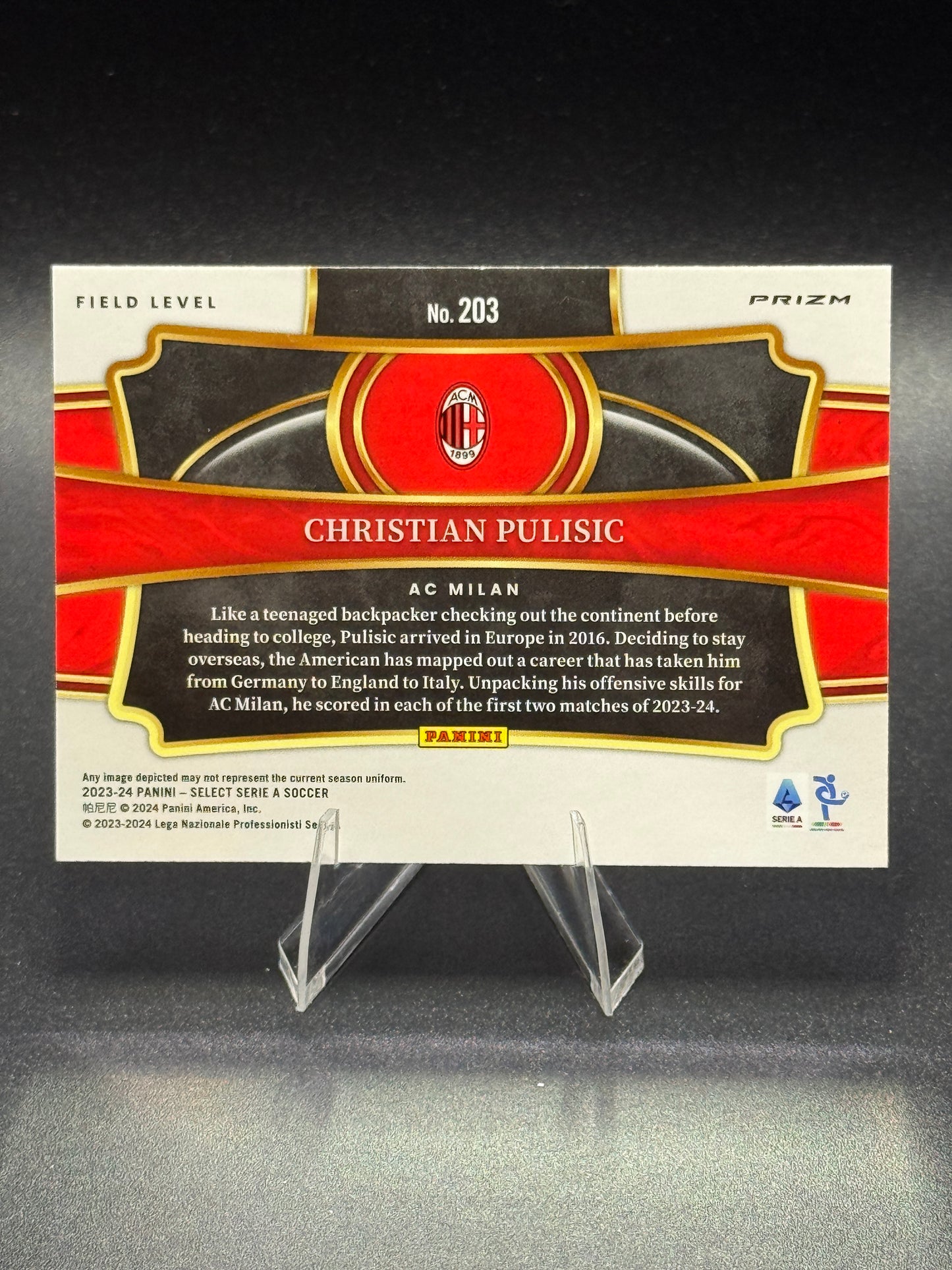 2023-24 Panini Select Christian Pulisic #203 Field Level Peacock Wave Prizm