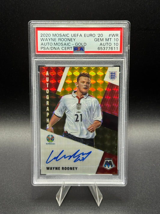 2020-21 Mosaic UEFA EURO Wayne Rooney Auto Gold /10 PSA 10/10 POP 1