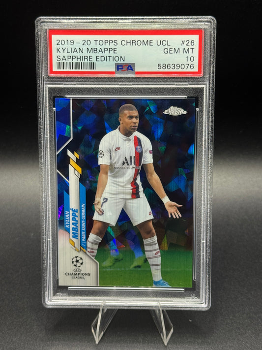 2019-20 Topps Chrome Sapphire #26 Kylian Mbappe PSA 10