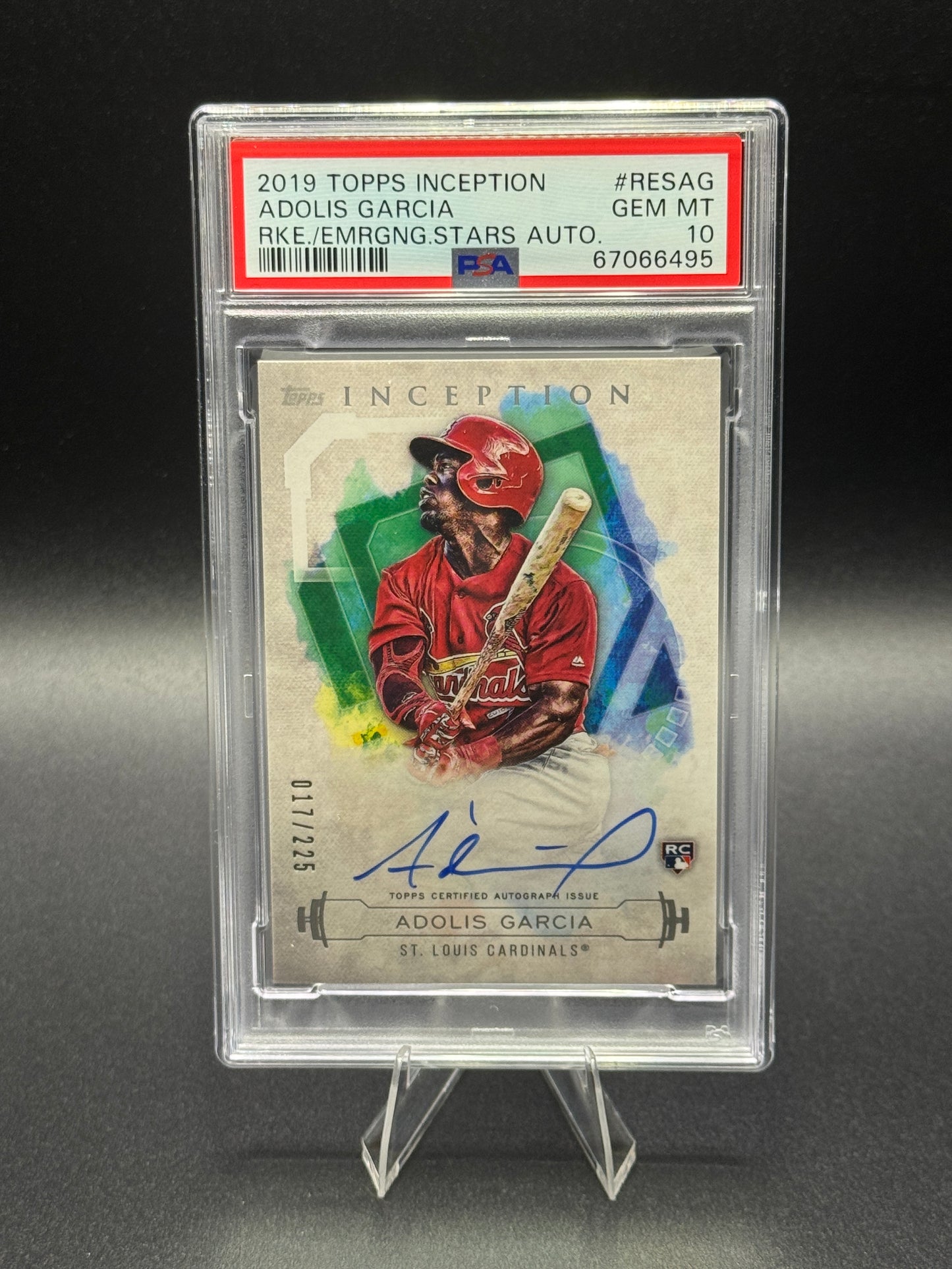 2019 Topps Inception Adolis Garcia Emerging Stars Auto /225 PSA 10