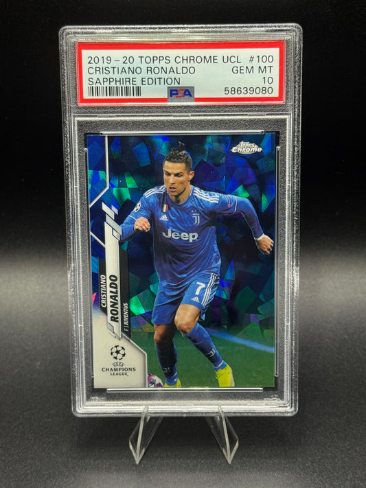 2019-20 Topps Chrome UCL #100 Cristiano Ronaldo Sapphire PSA 10