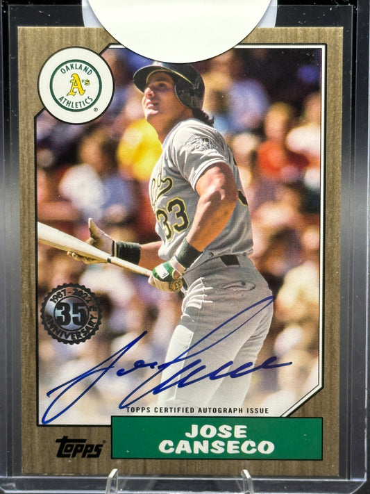 2022 Topps 1987 35th Anniversary Jose Canseco Auto Gold /50