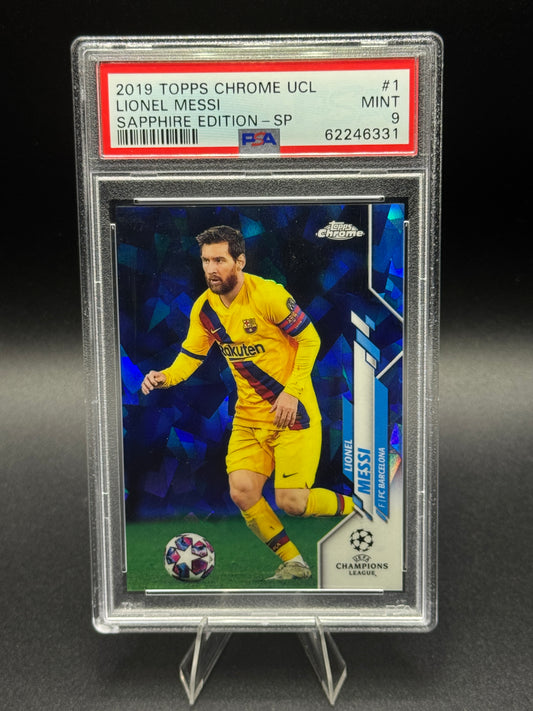 2019 Topps Chrome UCL #1 Lionel Messi Sapphire - SP PSA 9