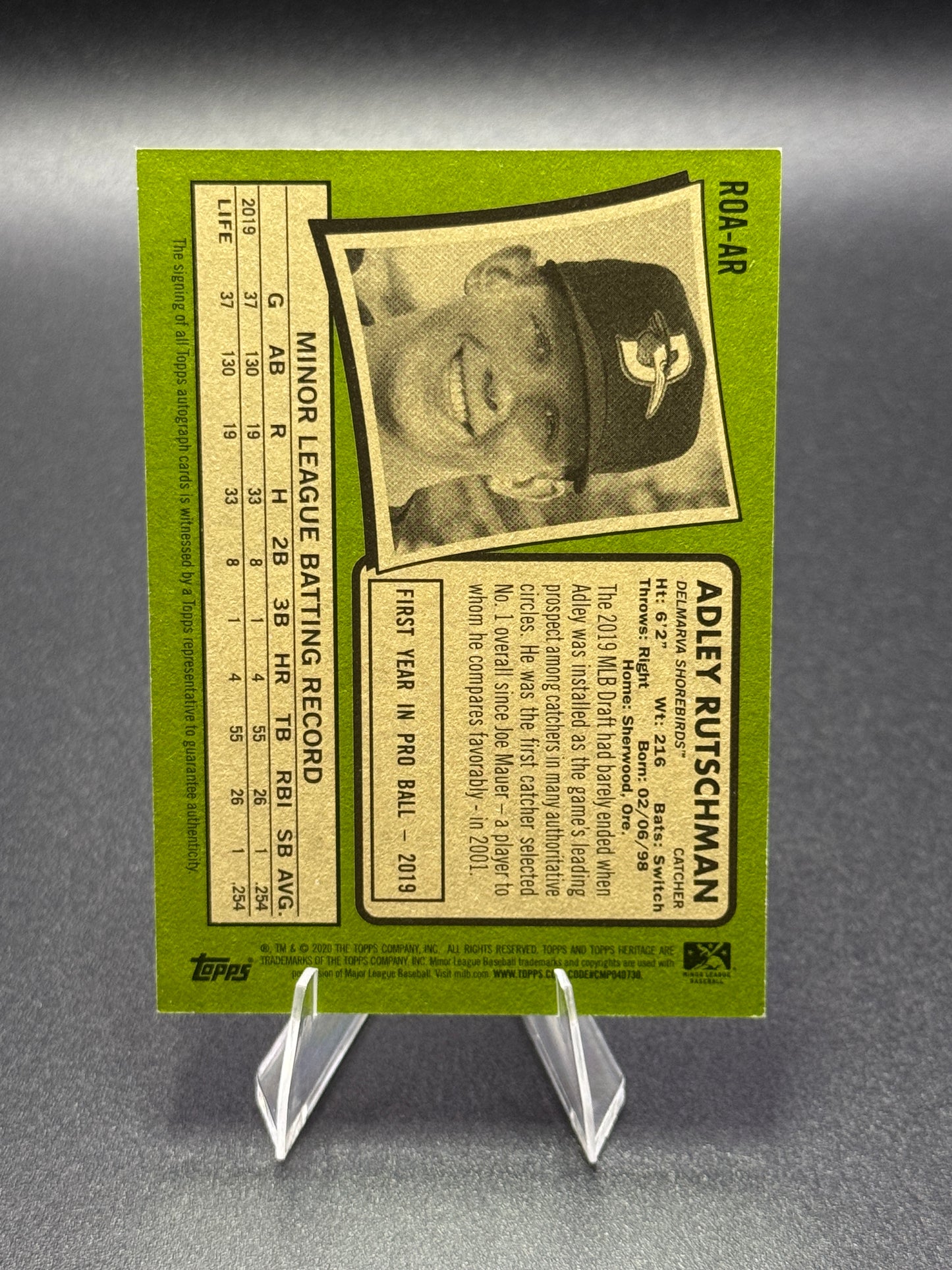 2020 Topps Heritage Minor League Edition Adley Rutschman Auto #201