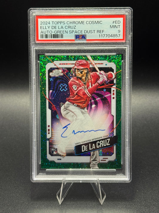 2024 Topps Chrome Cosmic Elly De La Cruz #ED RC Auto /75 Green PSA 9