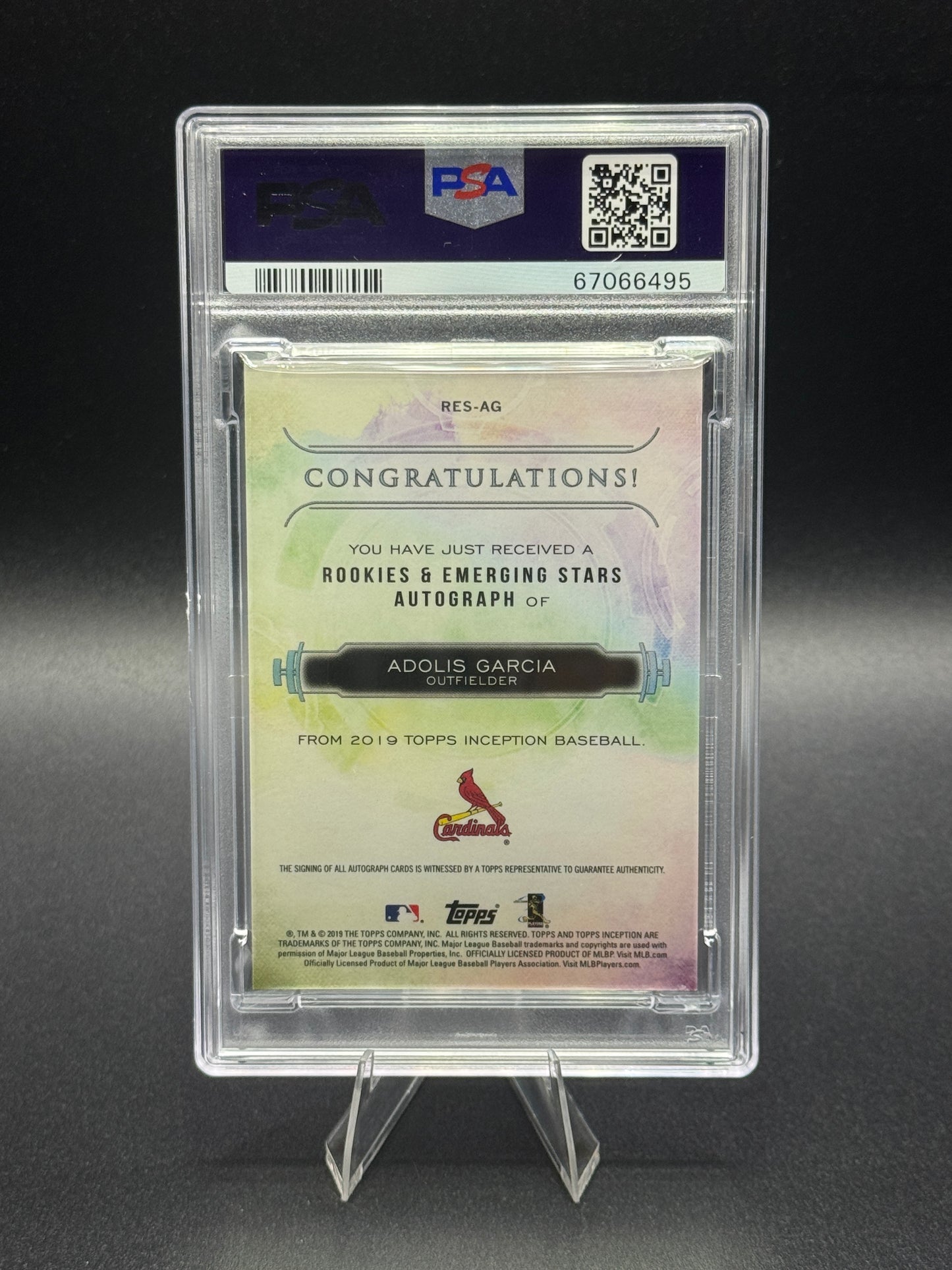 2019 Topps Inception Adolis Garcia Emerging Stars Auto /225 PSA 10