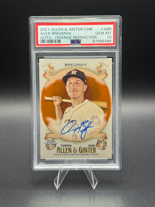 2021 Allen & Ginter Chrome Alex Bregman Orange Refractor /25 Auto PSA 10
