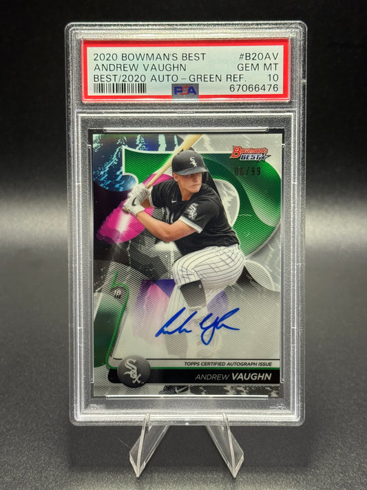2020 Bowman’s Best Andrew Vaughn Auto Green /99 PSA 10
