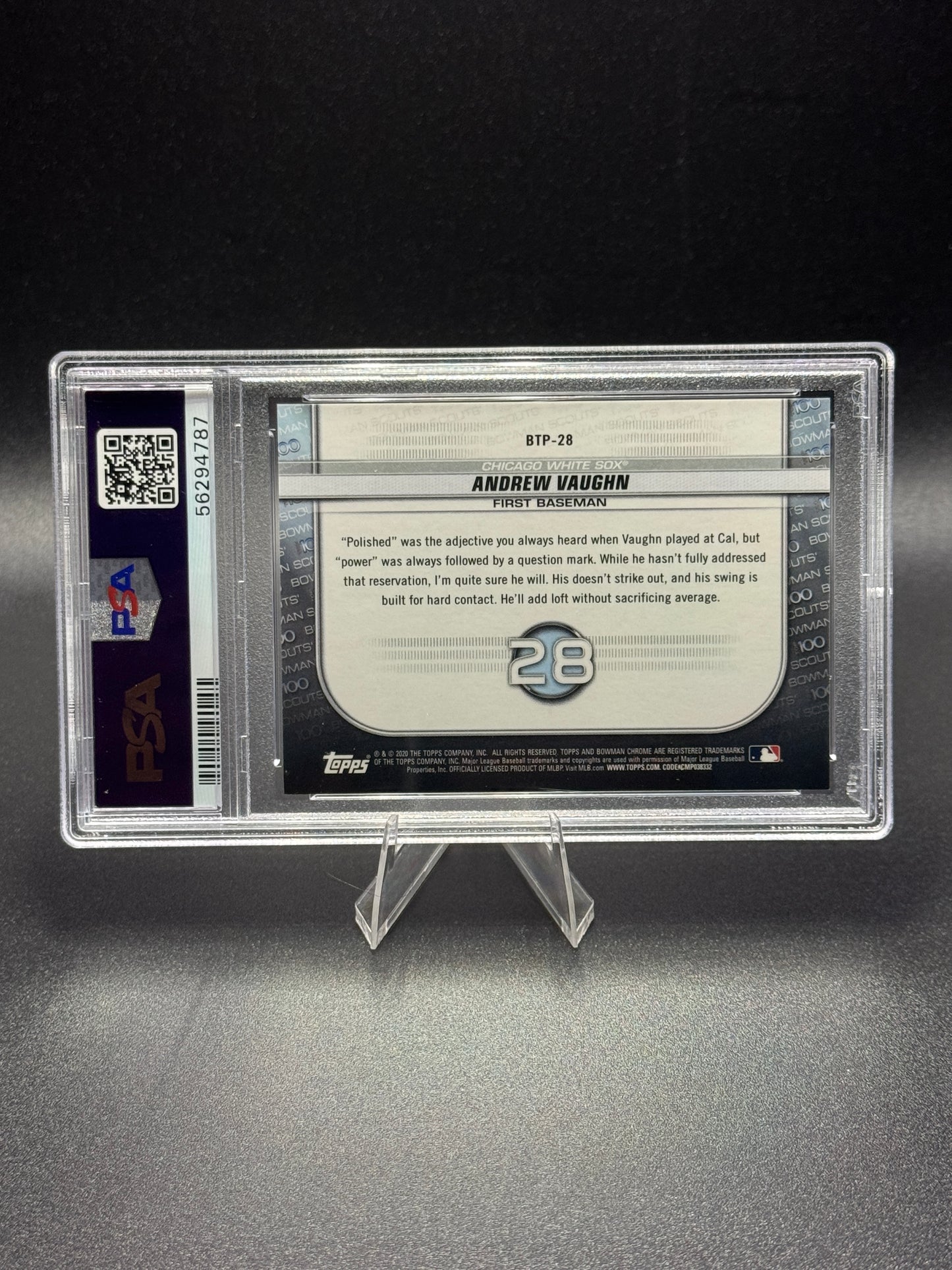 2020 Bowman Chrome Andrew Vaughn Scouts Top 100 Atomic /150 PSA 9